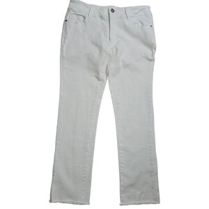 Nanette Lepore Madison Raw Hem Capri White Denim Jeans In 2